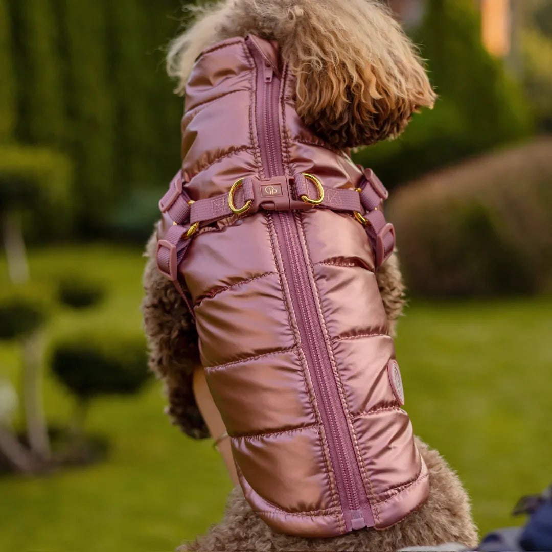 Zimní bunda pro psa 2v1 – zateplená a voděodolná - růžová
