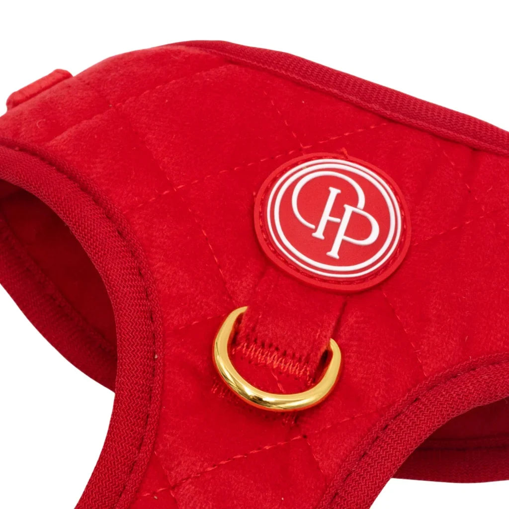 Sametový beztlakový postroj pro psa 2.0 – červený