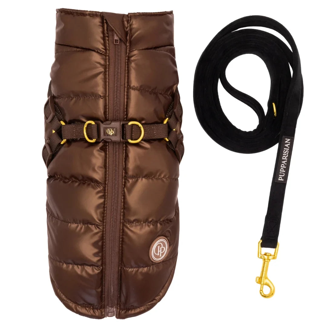 Kurtka dla psa zimowa 2w1 ocieplana wodoodporna - Brązowa