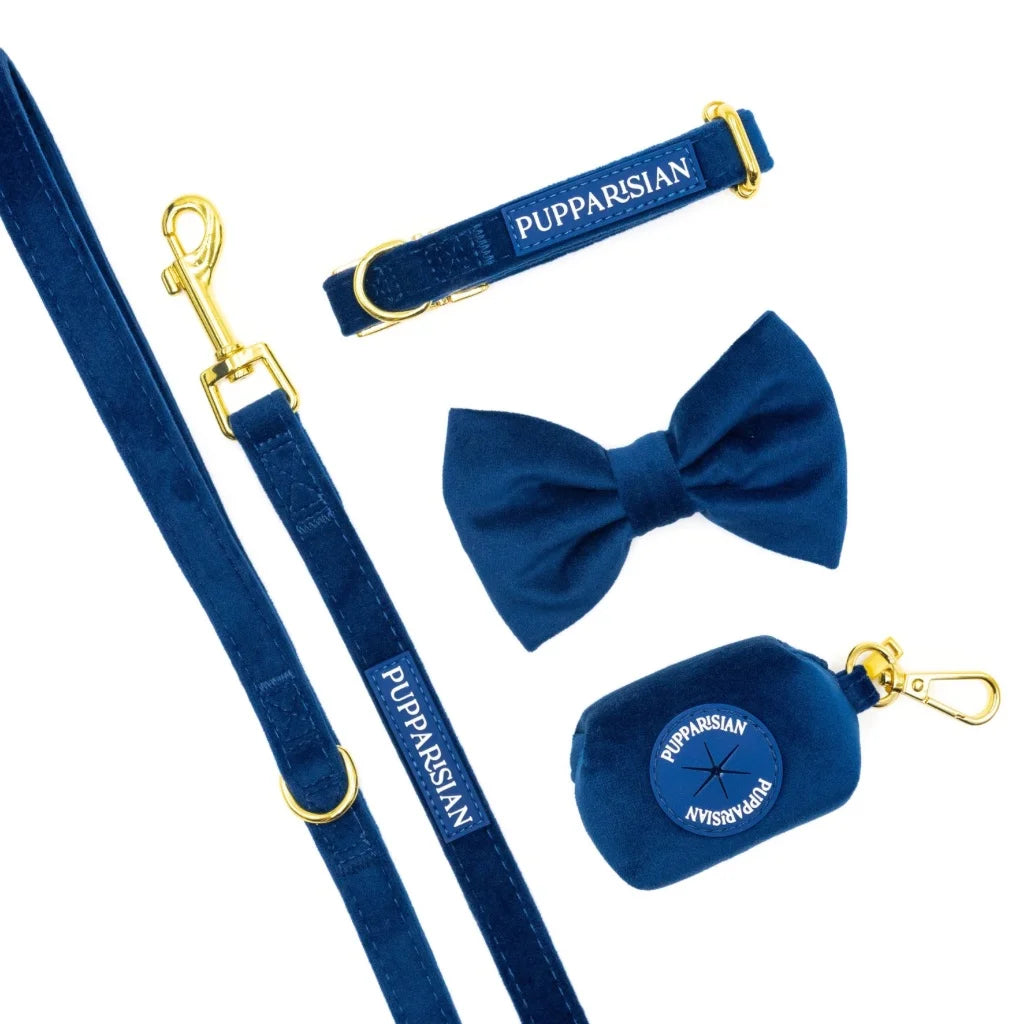 Sametové městské vodítko pro psa – tmavě modré 190 cm