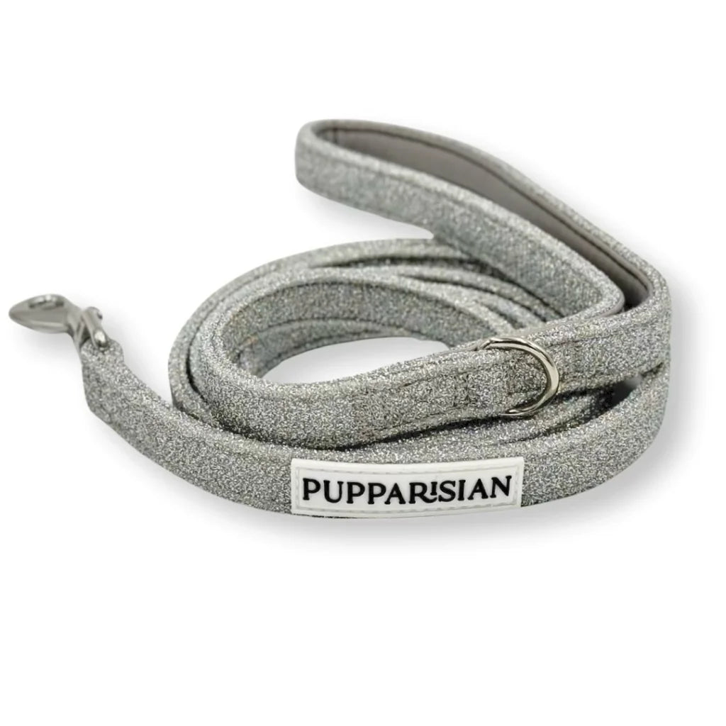 Městské vodítko pro psa 190 cm – stříbrné lesklé