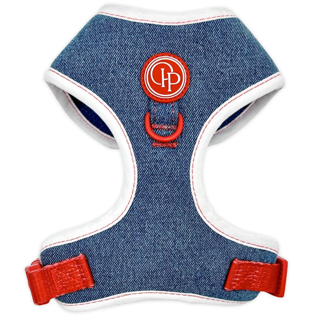 Beztlakový postroj pro psa – jeansový
