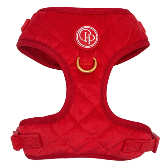 Sametový beztlakový postroj pro psa 2.0 – červený