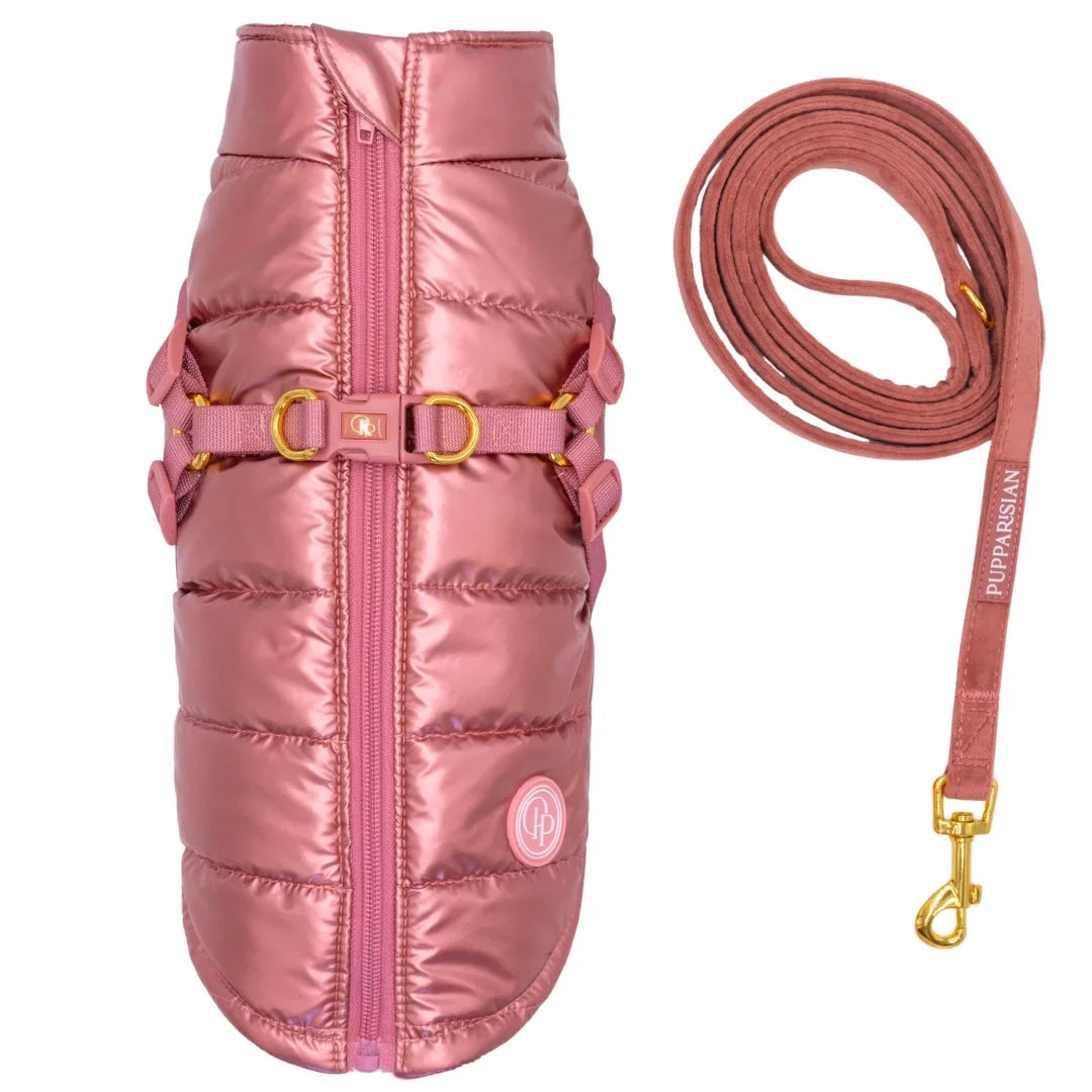 Zimní bunda pro psa 2v1 – zateplená a voděodolná - růžová