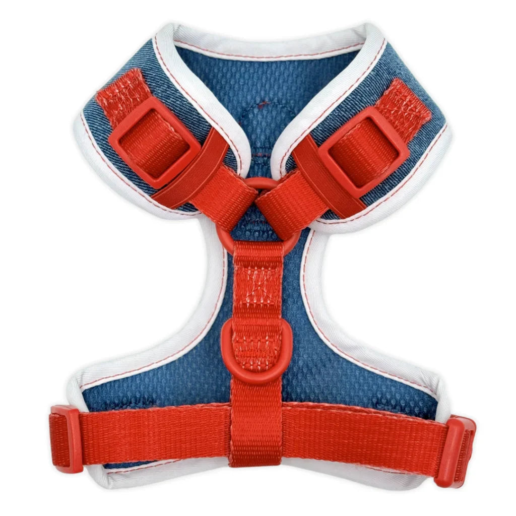 Beztlakový postroj pro psa – jeansový