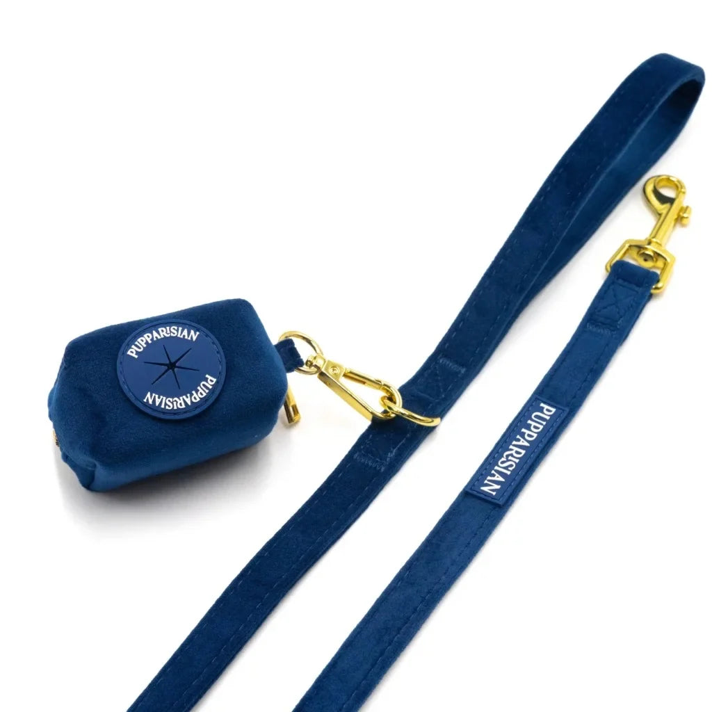 Sametové městské vodítko pro psa – tmavě modré 190 cm