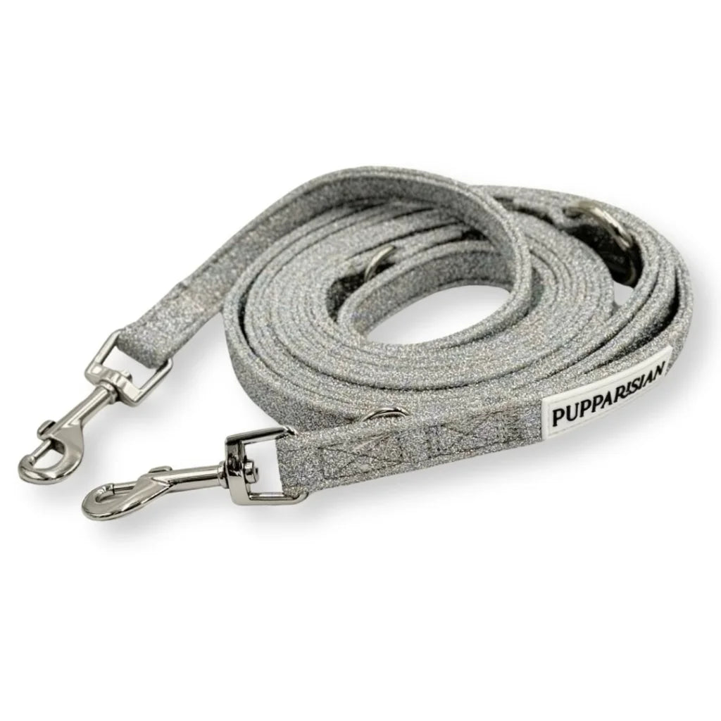 Přepínací vodítko pro psa 3 m – stříbrné lesklé