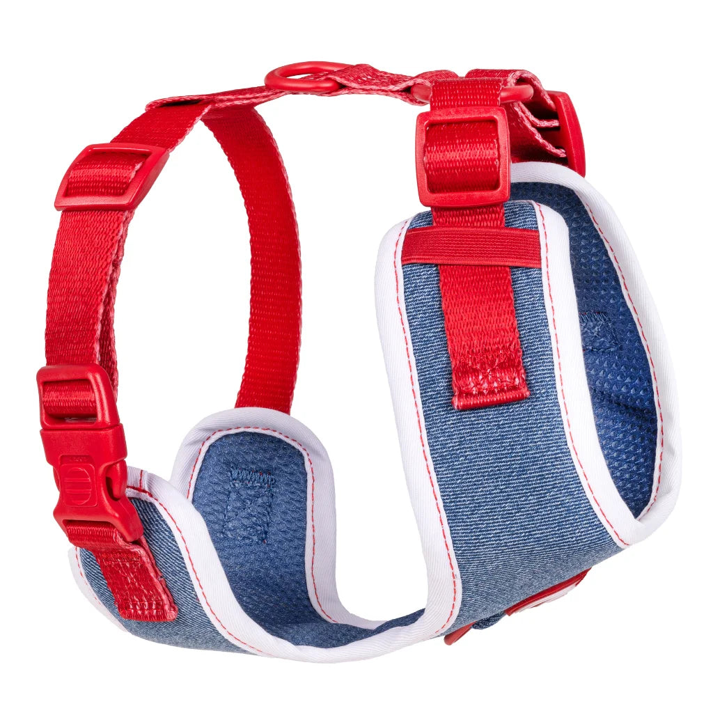 Beztlakový postroj pro psa – jeansový