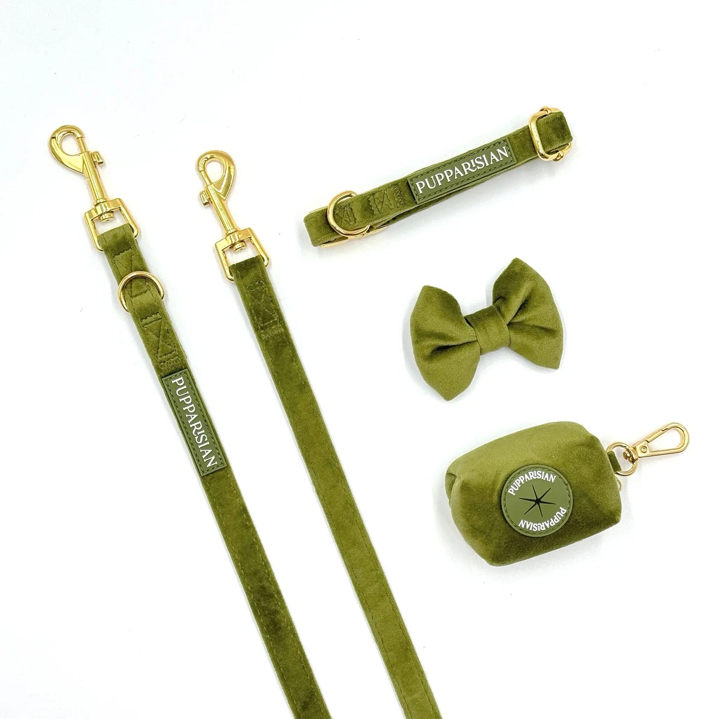 Sametové přepínací vodítko pro psa 3 m – olivově zelené