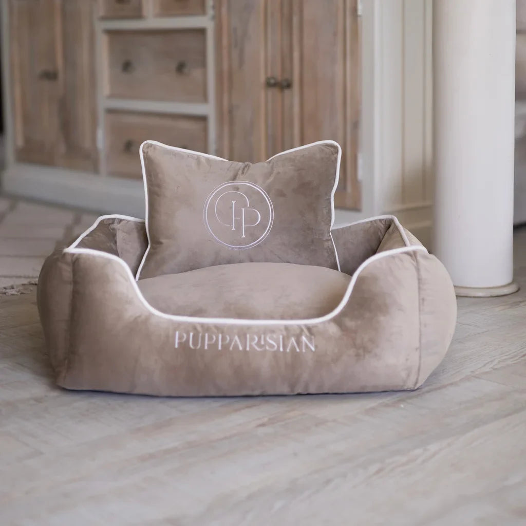 Sametový pelíšek pro psa – béžový