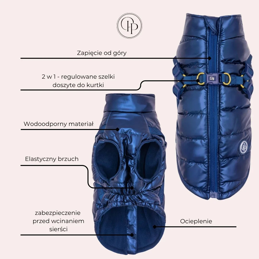 Kurtka dla psa zimowa 2w1 ocieplana wodoodporna - Granatowa
