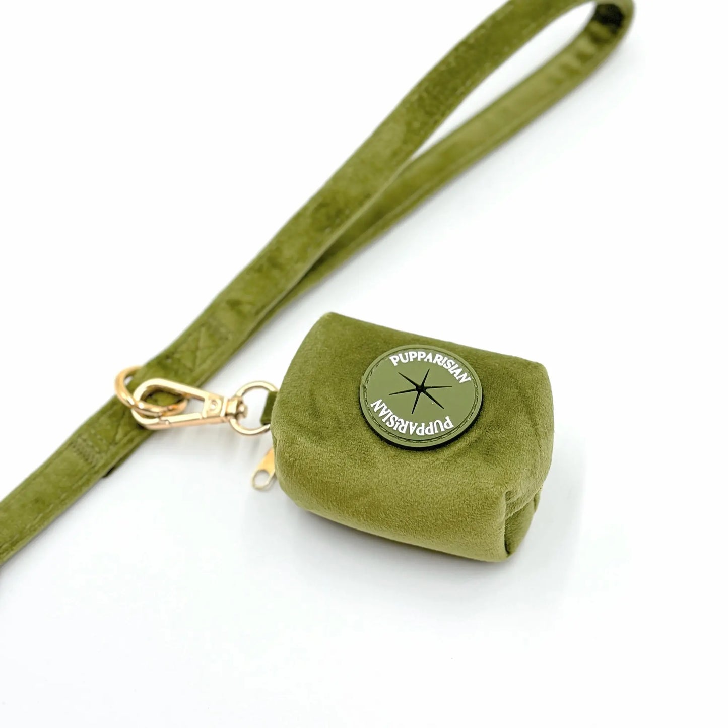 Sametové městské vodítko pro psa – olivově zelené 190 cm