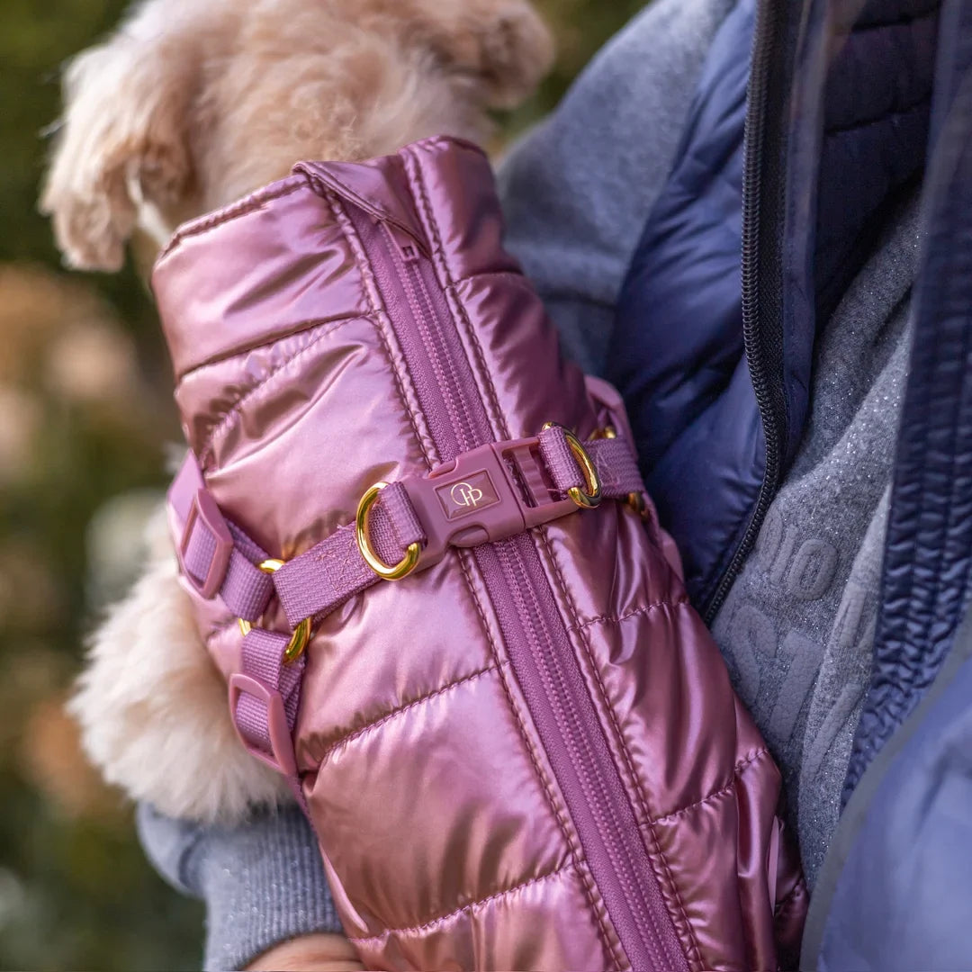 Zimní bunda pro psa 2v1 – zateplená a voděodolná - růžová