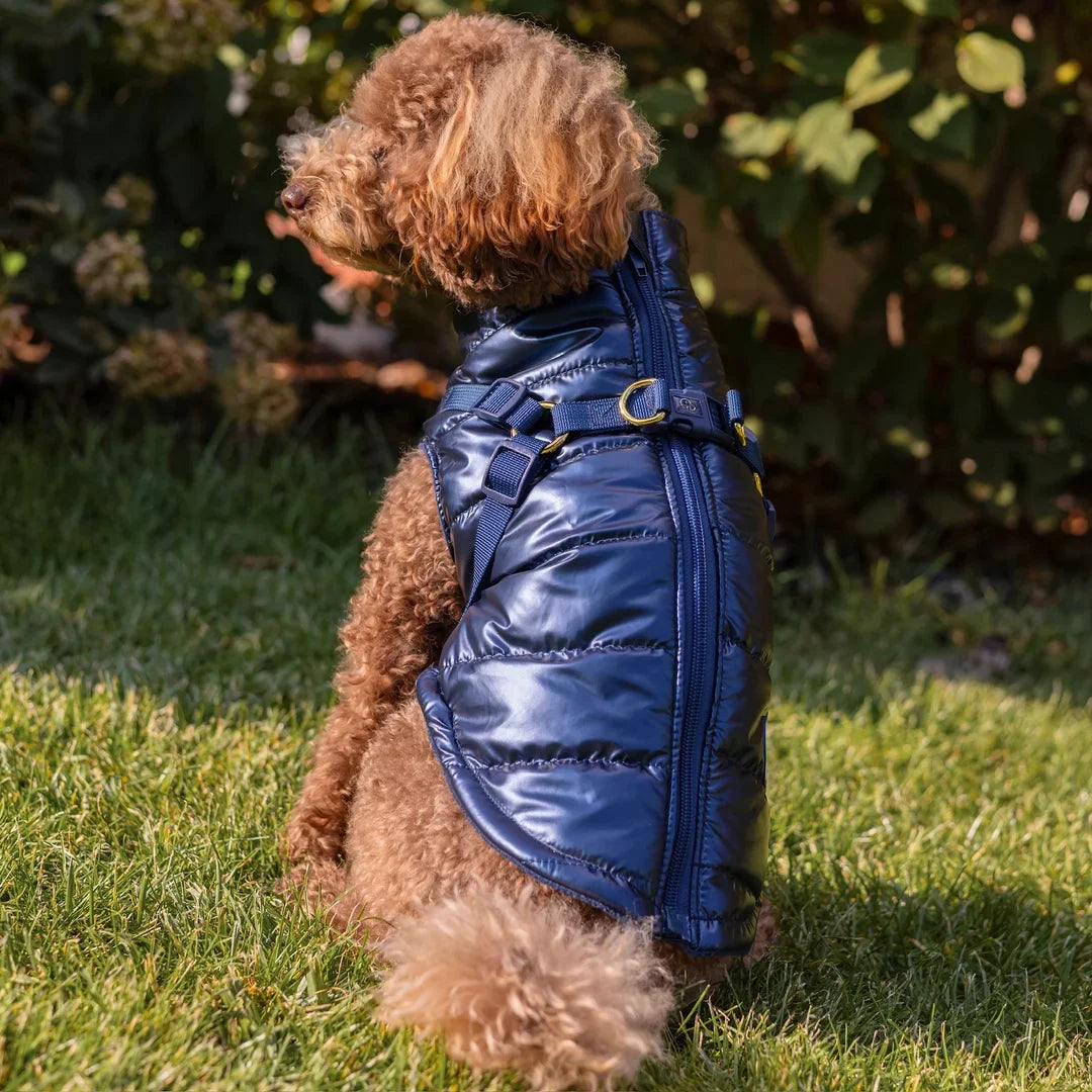 Kurtka dla psa zimowa 2w1 ocieplana wodoodporna - Granatowa