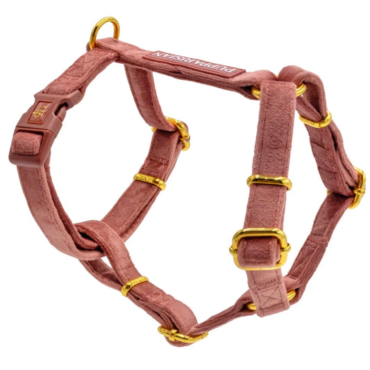 Welurowe szelki guard dla psa 2.0 - ceglasty róż