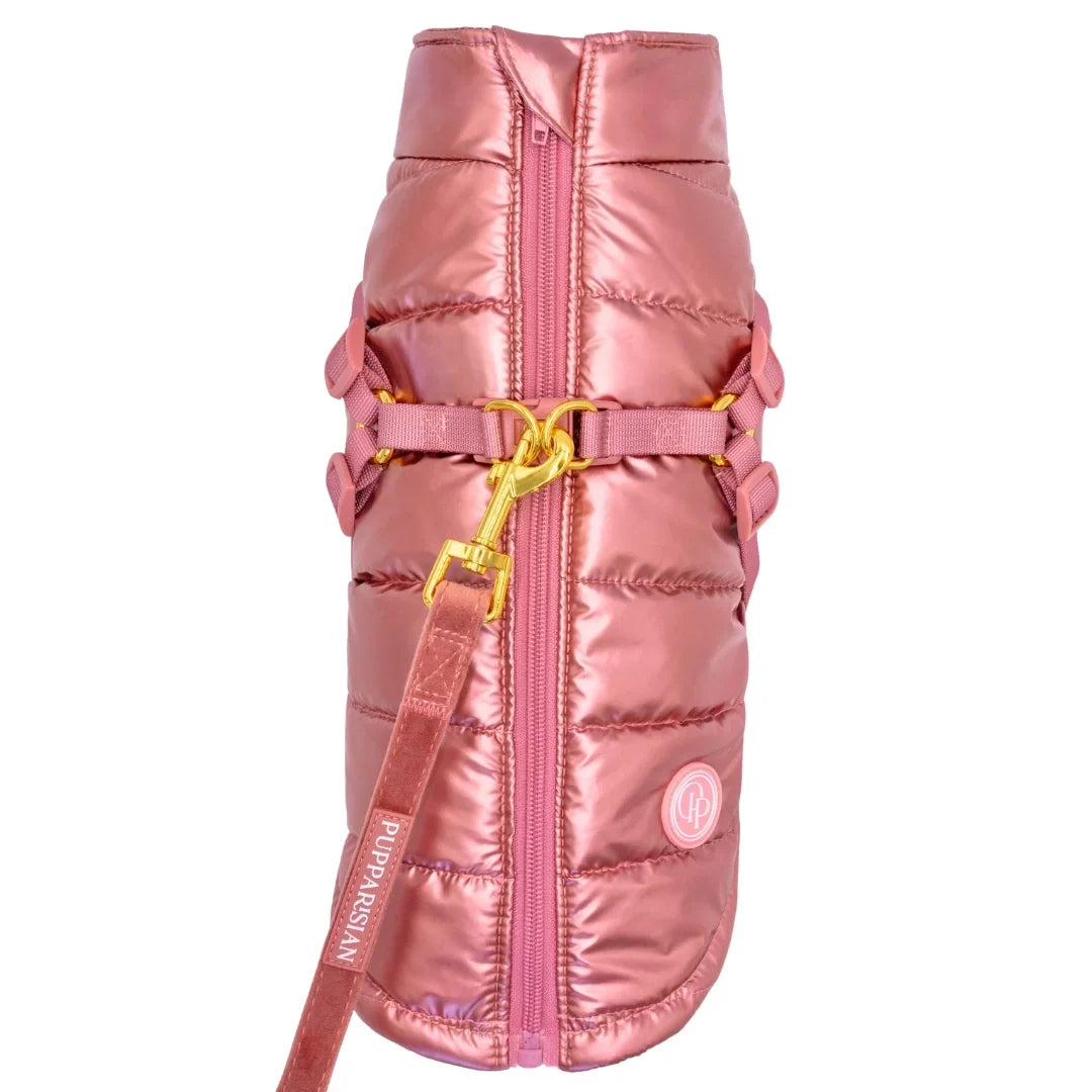 Zimní bunda pro psa 2v1 – zateplená a voděodolná - růžová