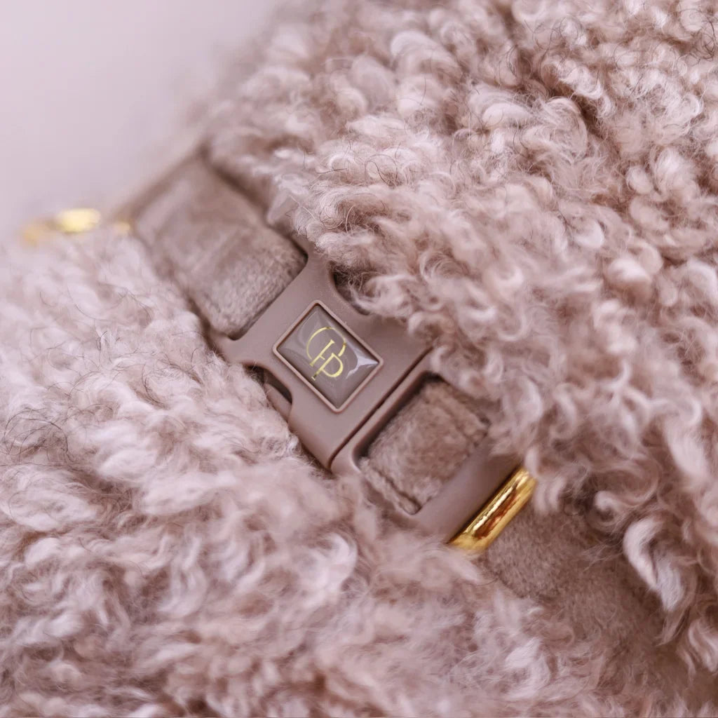 Sametový postroj typu guard pro psa – béžový