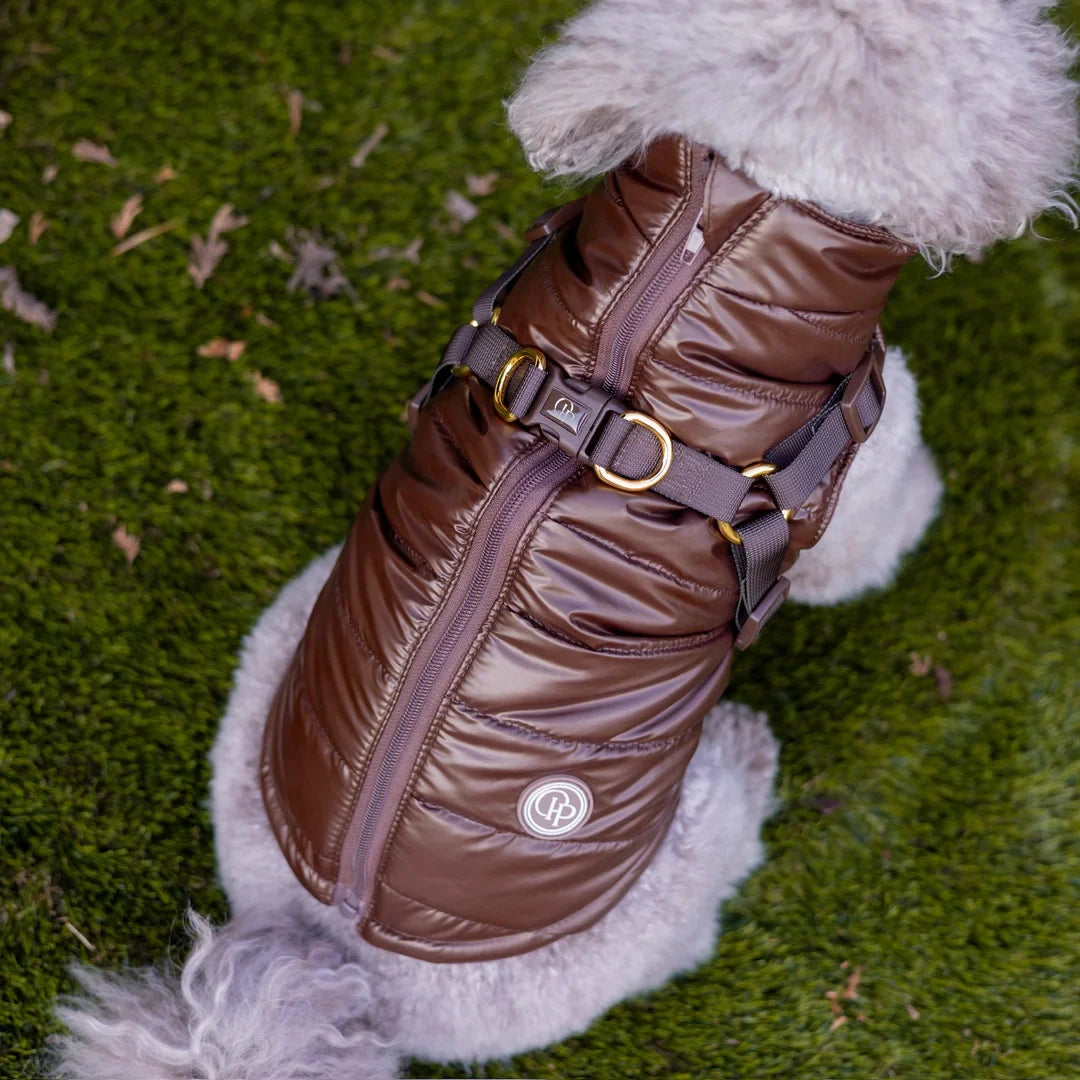 Kurtka dla psa zimowa 2w1 ocieplana wodoodporna - Brązowa