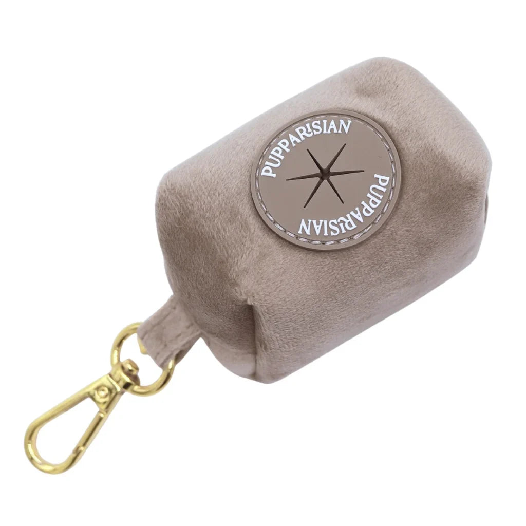 Sametové pouzdro na sáčky na exkrementy – béžové