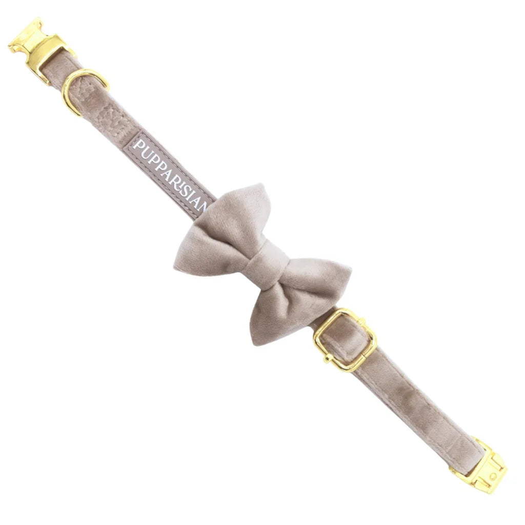 Sametový motýlek pro psa – béžový