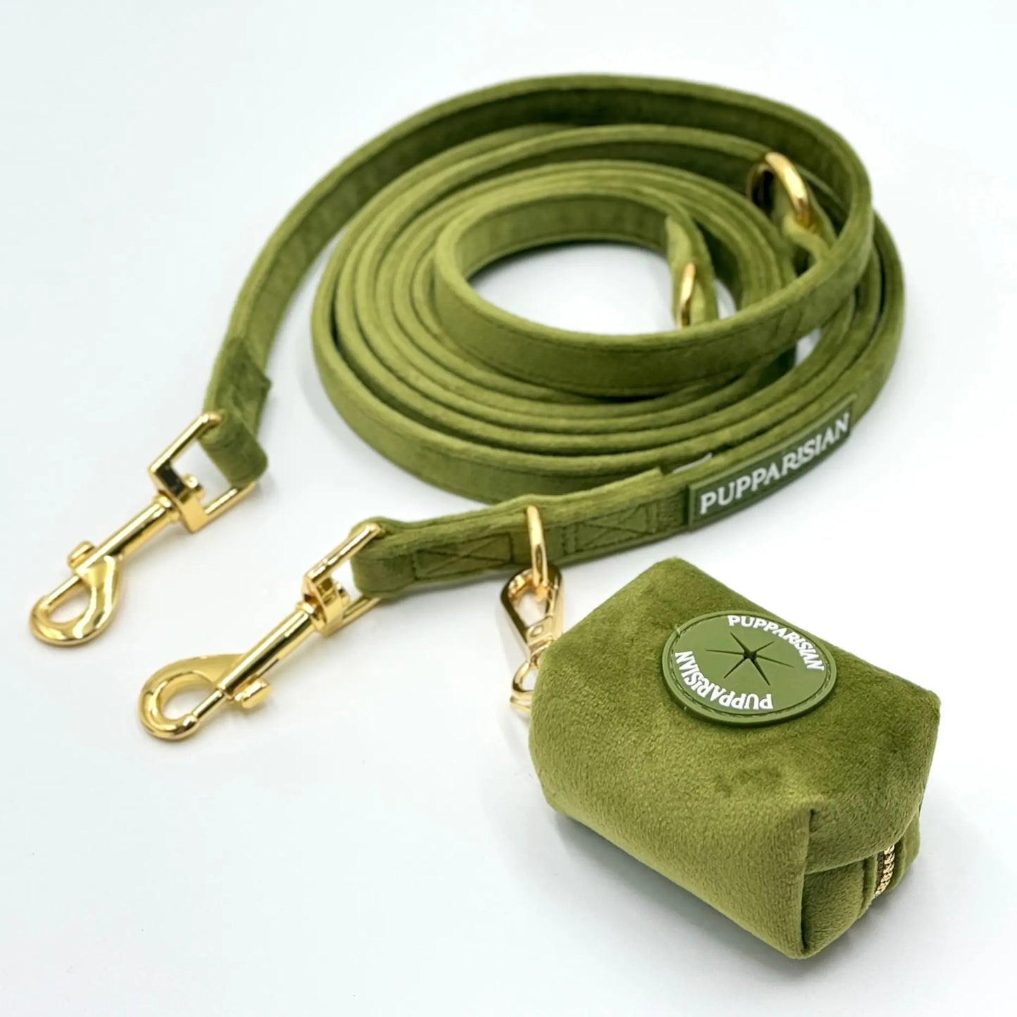 Sametové přepínací vodítko pro psa 3 m – olivově zelené