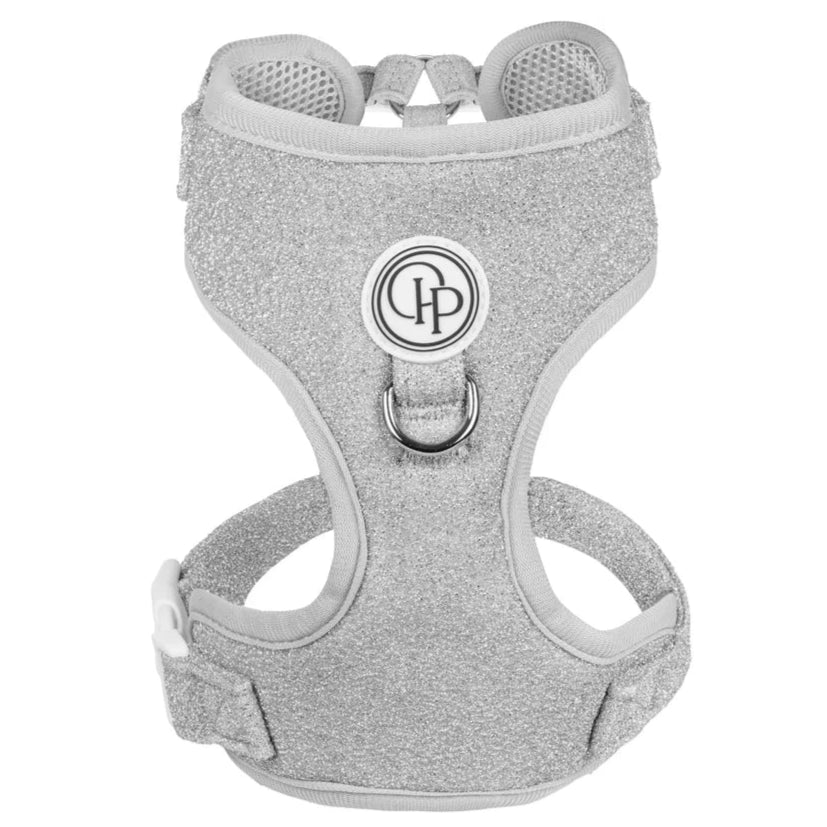 Beztlakový postroj pro psa – stříbrný lesklý