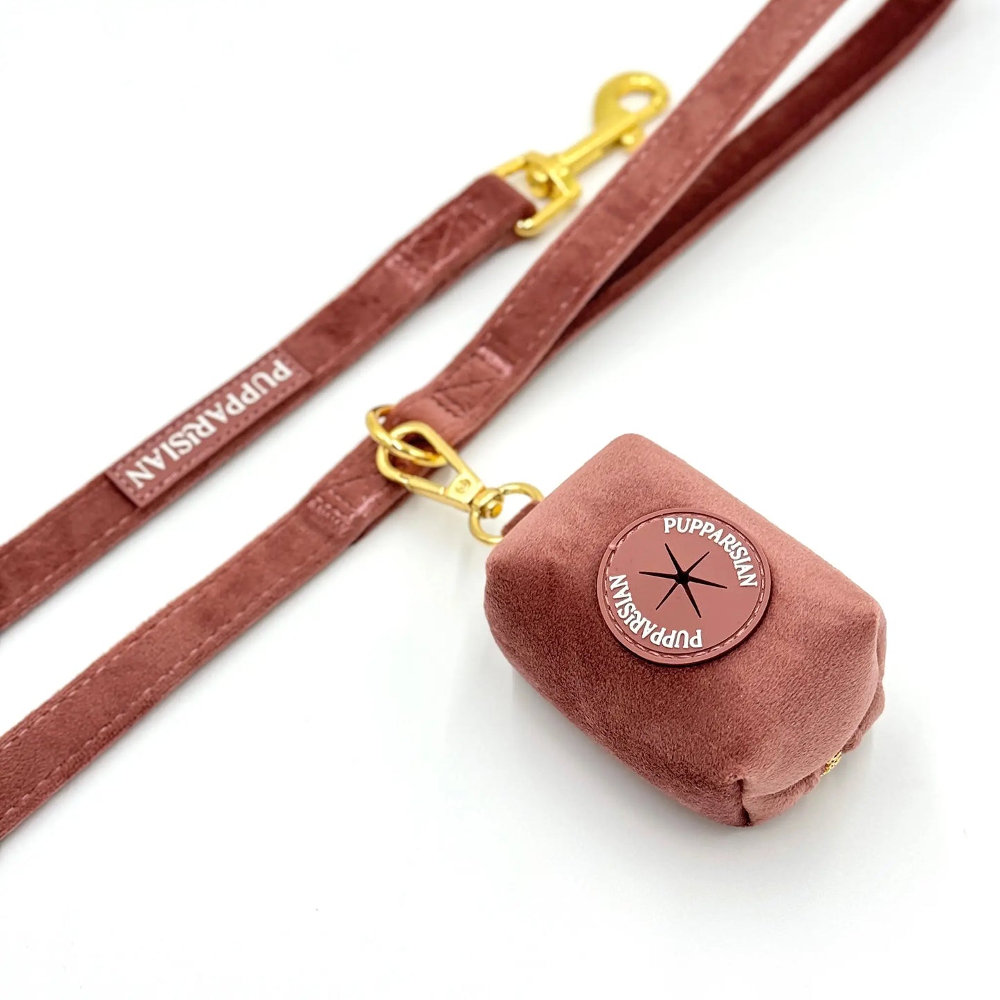 Sametové městské vodítko pro psa – cihlově růžové 190 cm