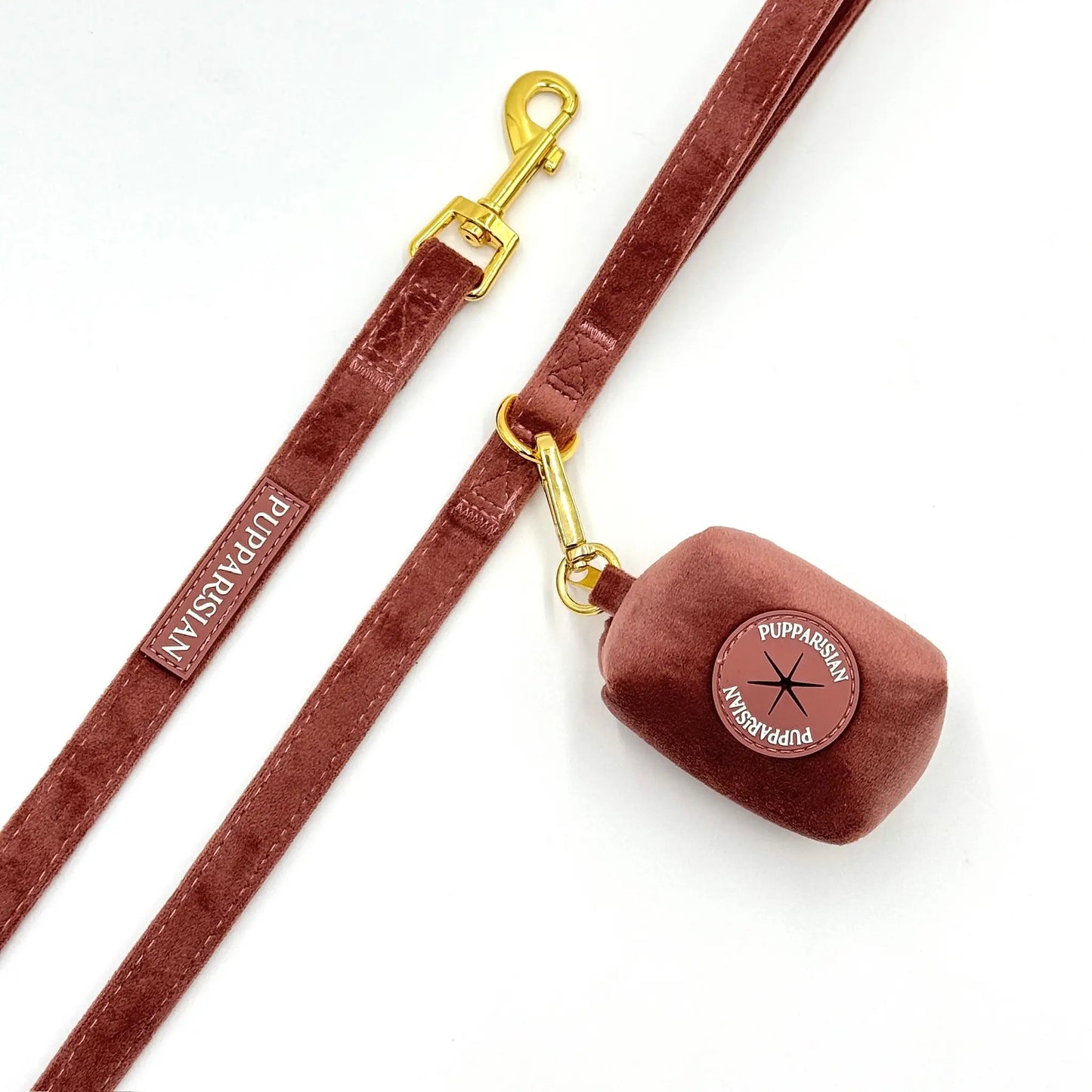 Sametové městské vodítko pro psa – cihlově růžové 190 cm