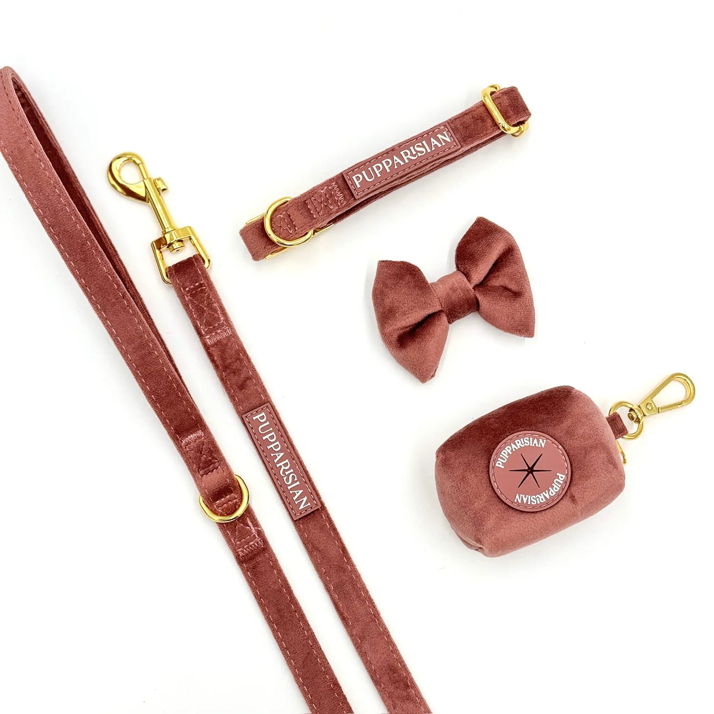 Sametové městské vodítko pro psa – cihlově růžové 190 cm