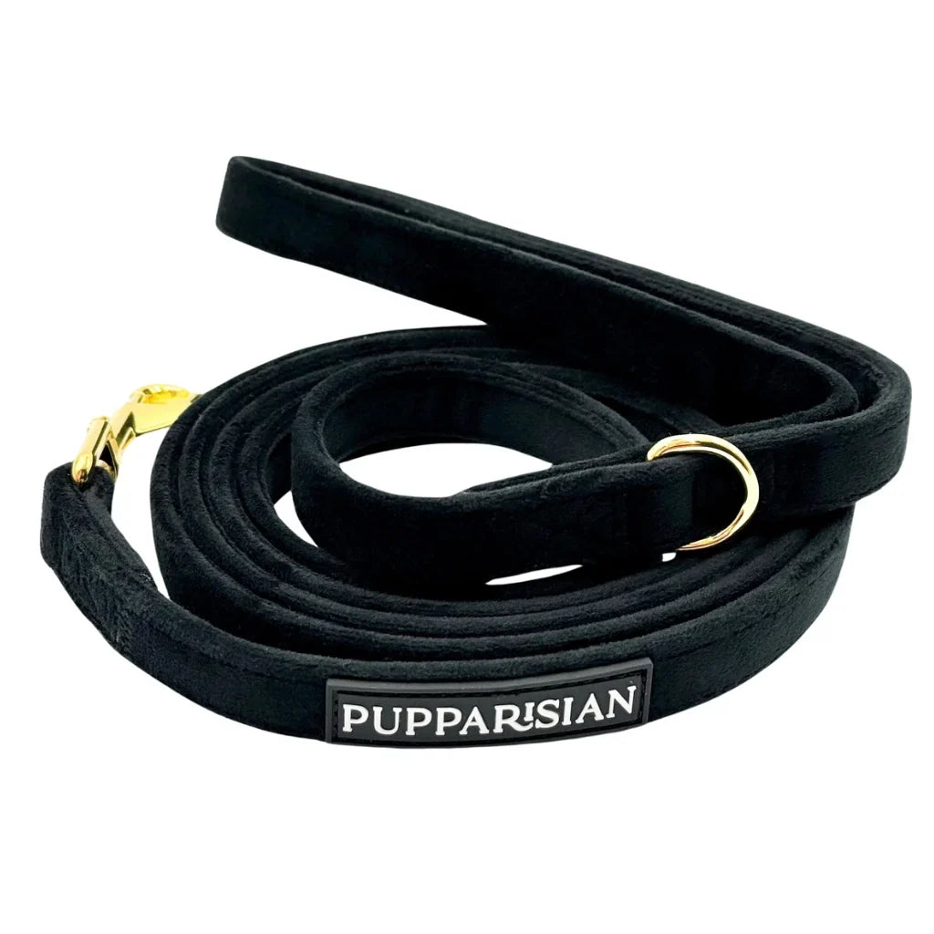 Sametové městské vodítko pro psa – černé 190 cm