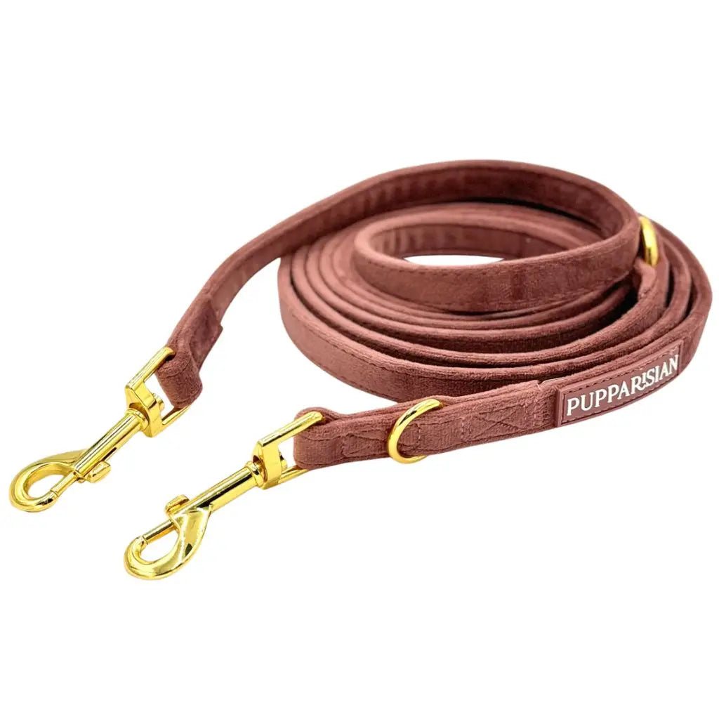 Sametové přepínací vodítko pro psa 3 m – cihlově růžové