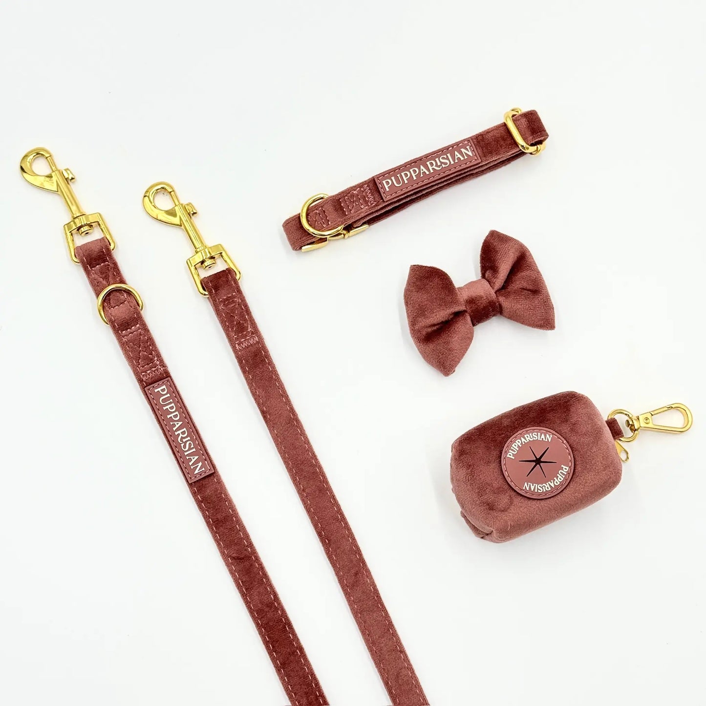 Sametové přepínací vodítko pro psa 3 m – cihlově růžové