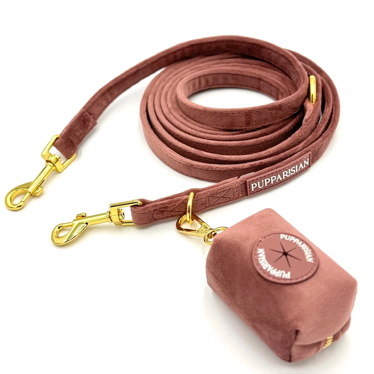 Sametové přepínací vodítko pro psa 3 m – cihlově růžové