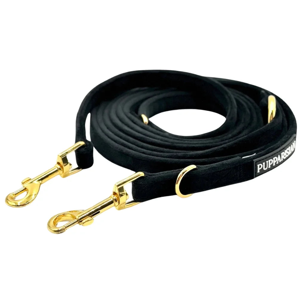 Sametové přepínací vodítko pro psa 3 m – černé