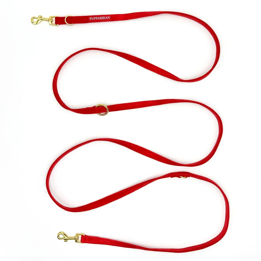 Sametové přepínací vodítko pro psa 3 m – červené