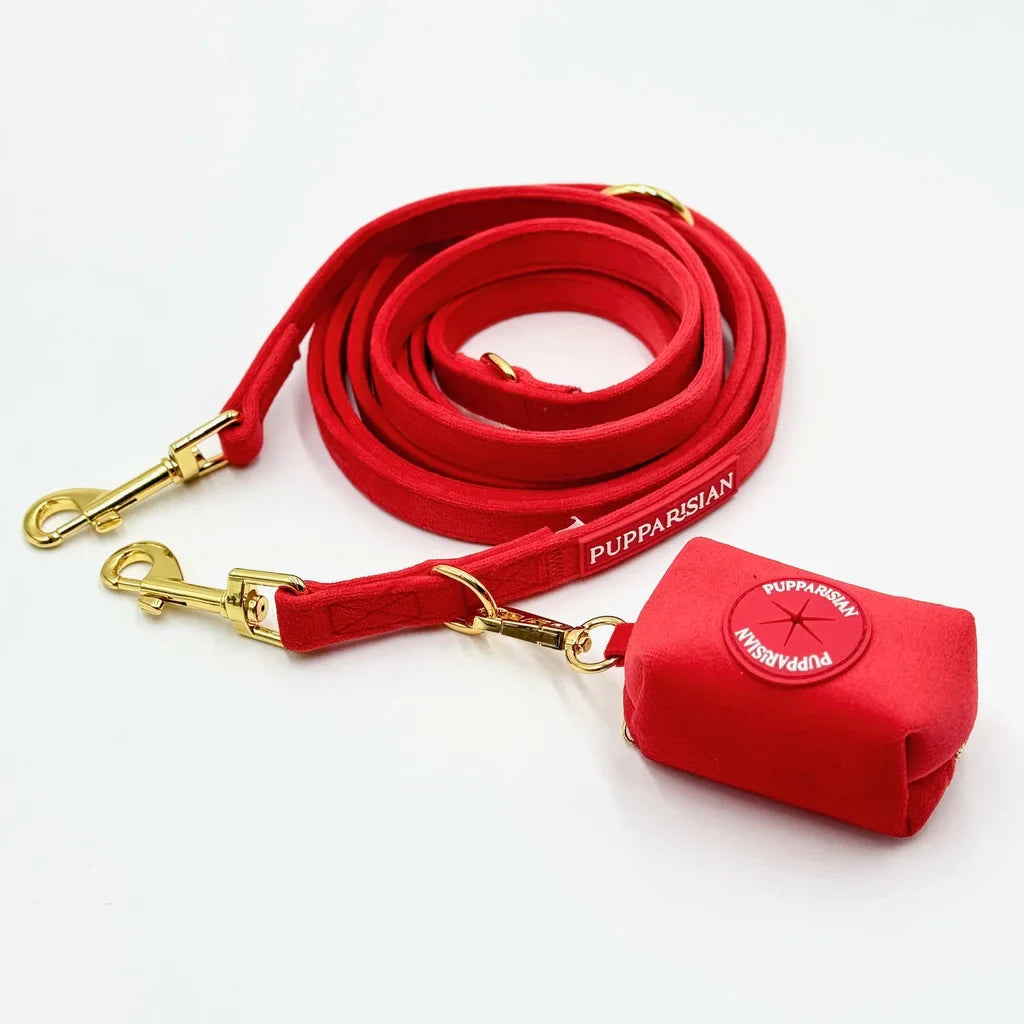 Sametové přepínací vodítko pro psa 3 m – červené