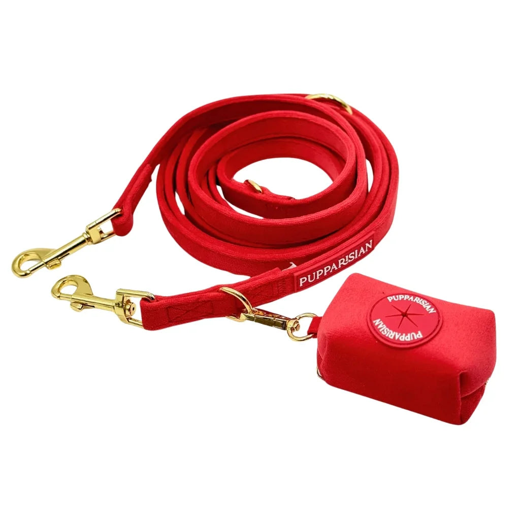Sametové přepínací vodítko pro psa 3 m – červené