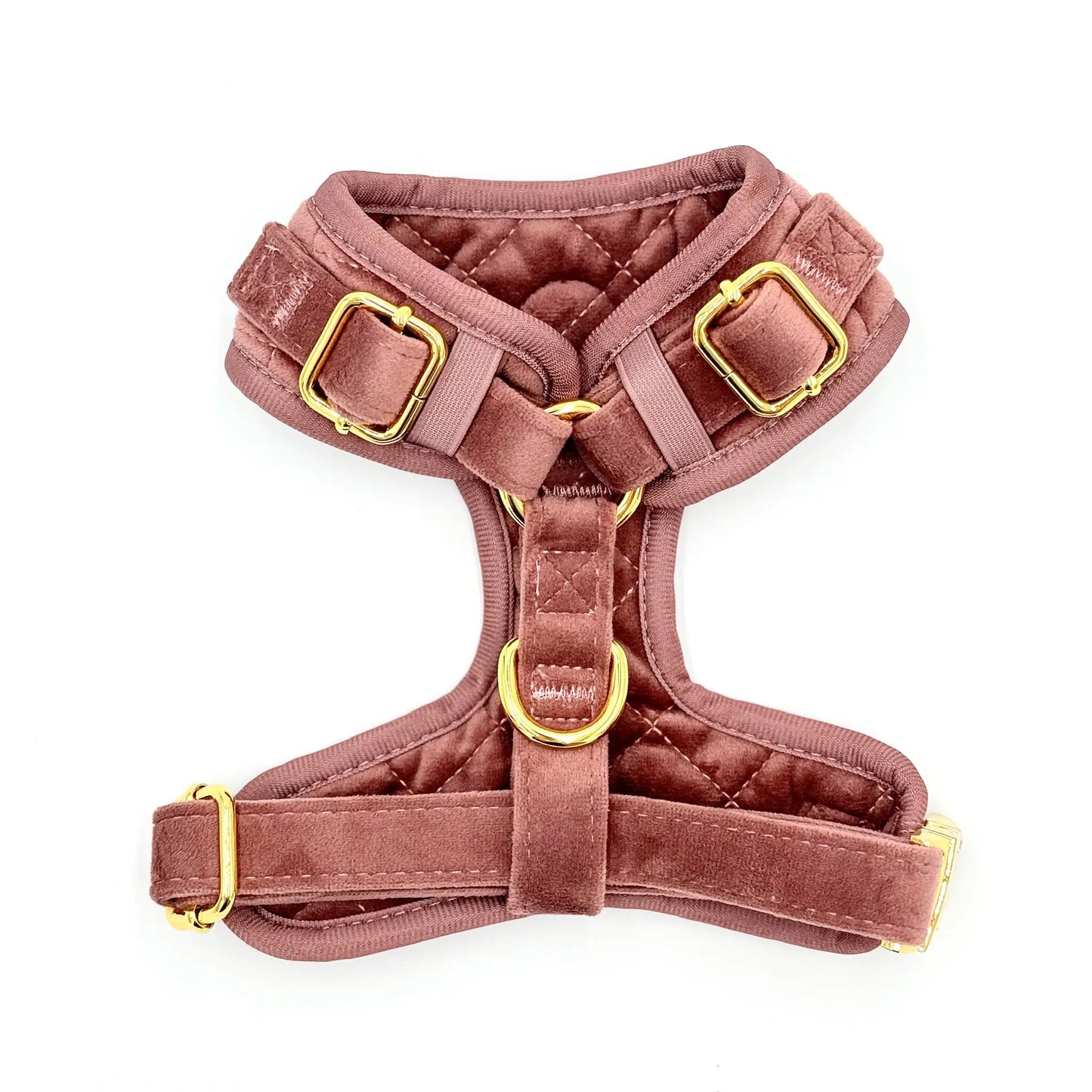 Sametový beztlakový postroj pro psa – cihlově růžový