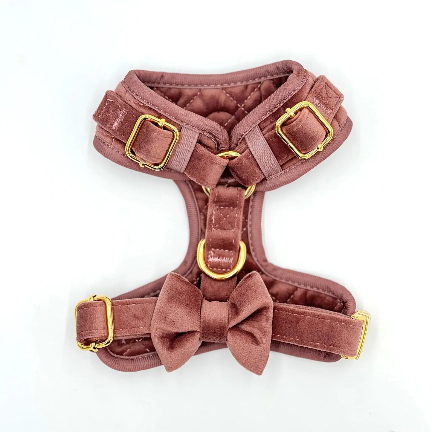 Sametový beztlakový postroj pro psa – cihlově růžový