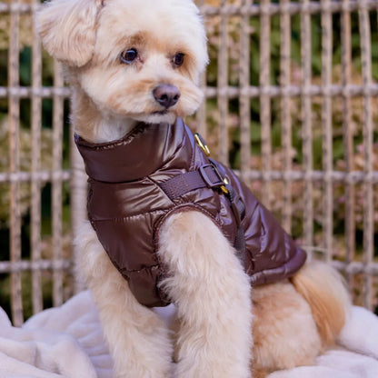 Kurtka dla psa zimowa 2w1 ocieplana wodoodporna - Brązowa