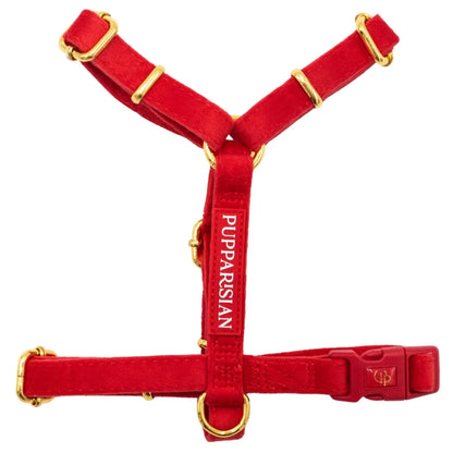 Sametový postroj typu guard pro psa 2.0 – červený