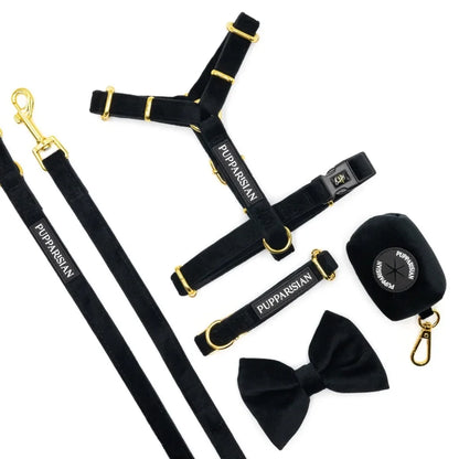 Sametový postroj typu guard pro psa 2.0 – černý