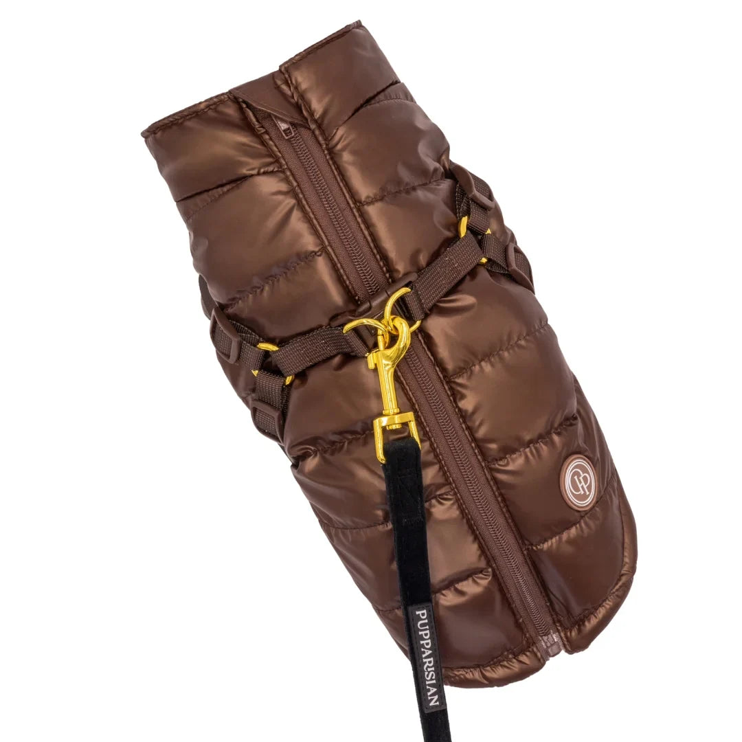 Kurtka dla psa zimowa 2w1 ocieplana wodoodporna - Brązowa