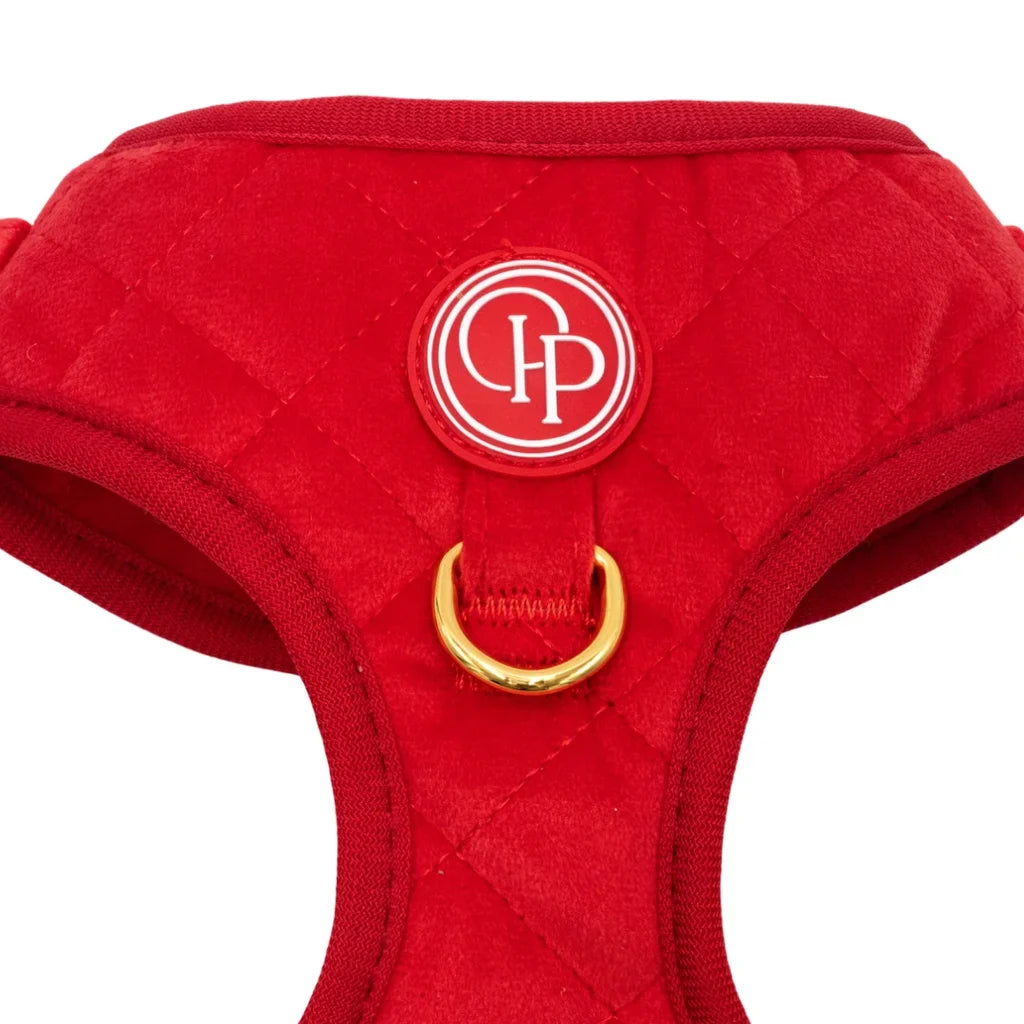 Sametový beztlakový postroj pro psa 2.0 – červený