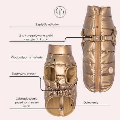 Kurtka dla psa zimowa 2w1 ocieplana wodoodporna - Złota