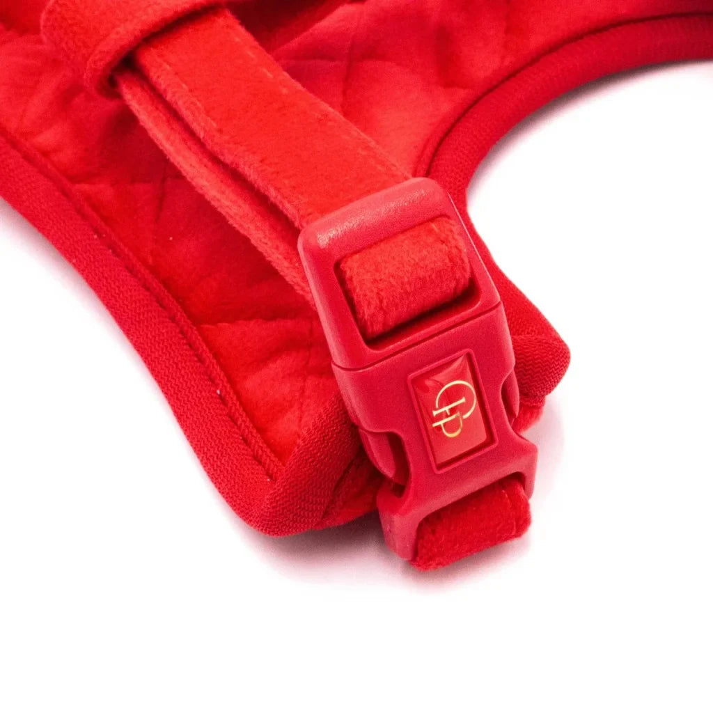 Sametový beztlakový postroj pro psa 2.0 – červený