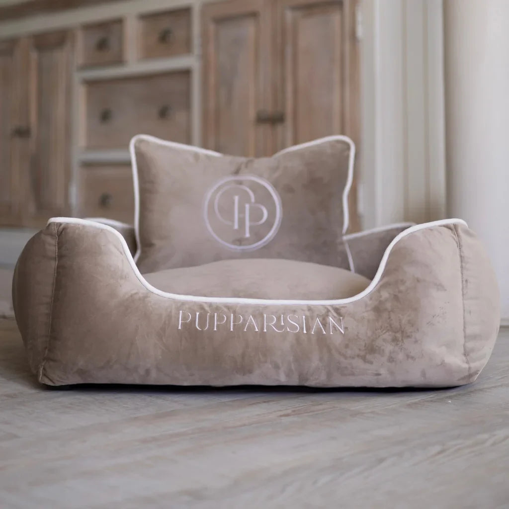 Sametový pelíšek pro psa – béžový