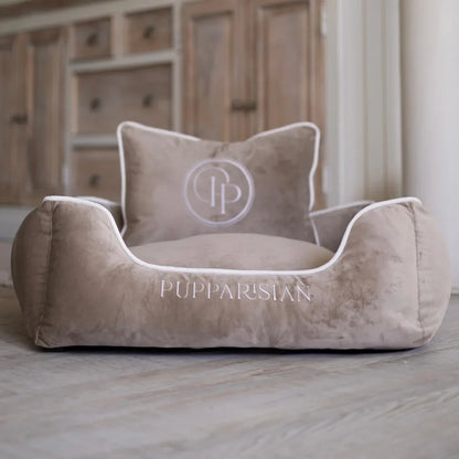 Sametový pelíšek pro psa – béžový