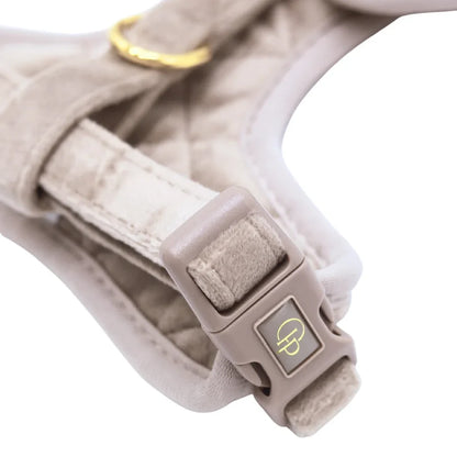 Sametový beztlakový postroj pro psa – béžový