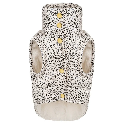 Zimní bunda pro psa s leopardím vzorem – světle béžová